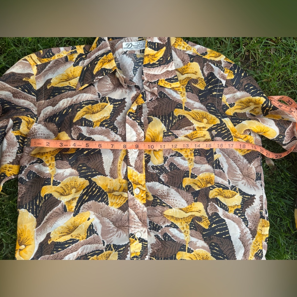 70s Vintage anthurium Disco shirt Sz Lrg - Picture 6 of 6